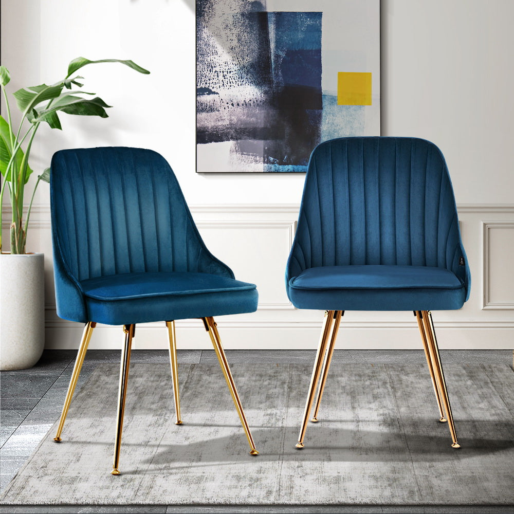 Merritt Velvet Dining Chair Set of 2 – Blue