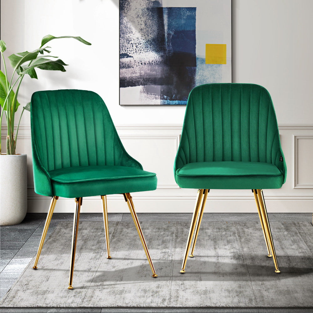 Merritt Velvet Dining Chair Set of 2 – Green
