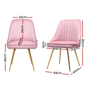 Merritt Velvet Dining Chair Set of 2 – Pink