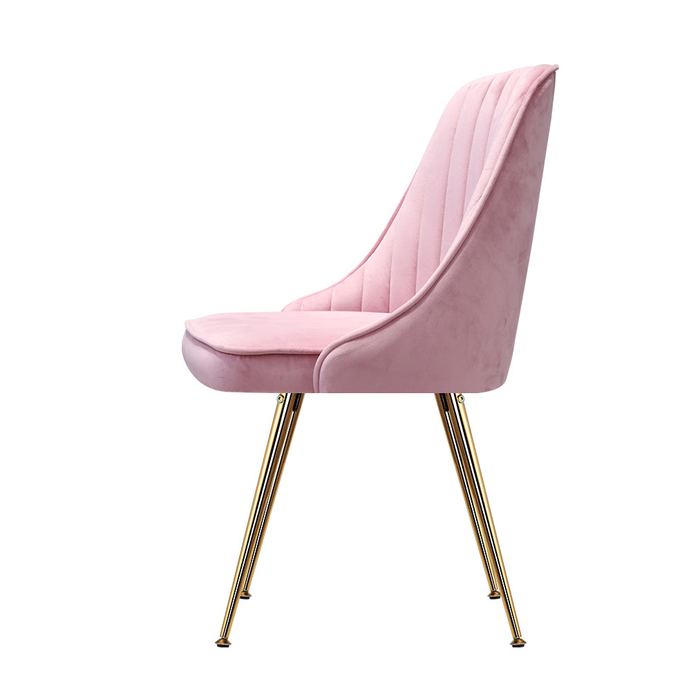 Merritt Velvet Dining Chair Set of 2 – Pink