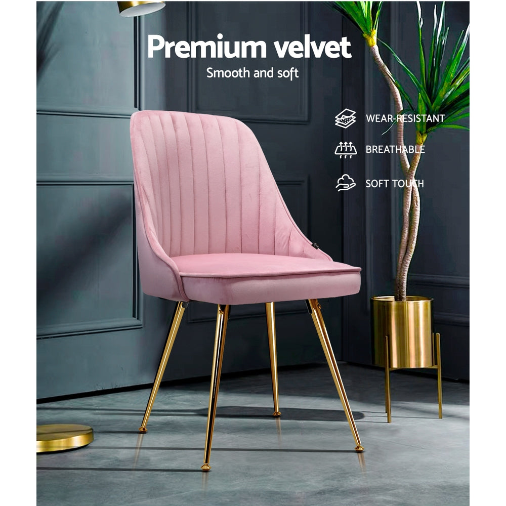 Merritt Velvet Dining Chair Set of 2 – Pink