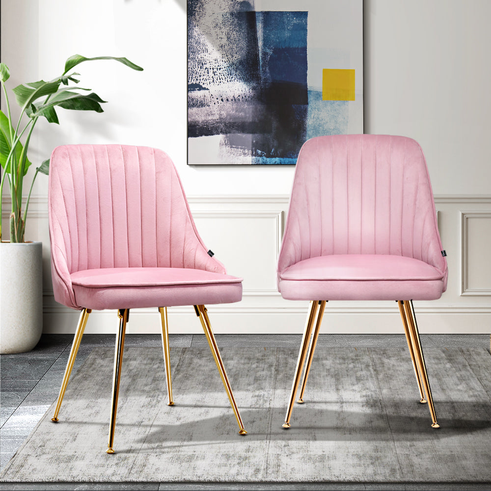 Merritt Velvet Dining Chair Set of 2 – Pink