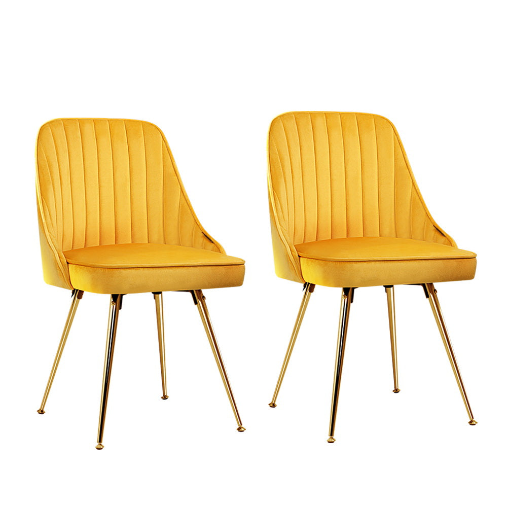 Mayfair Velvet Dining Chair Set of 2 – Yellow