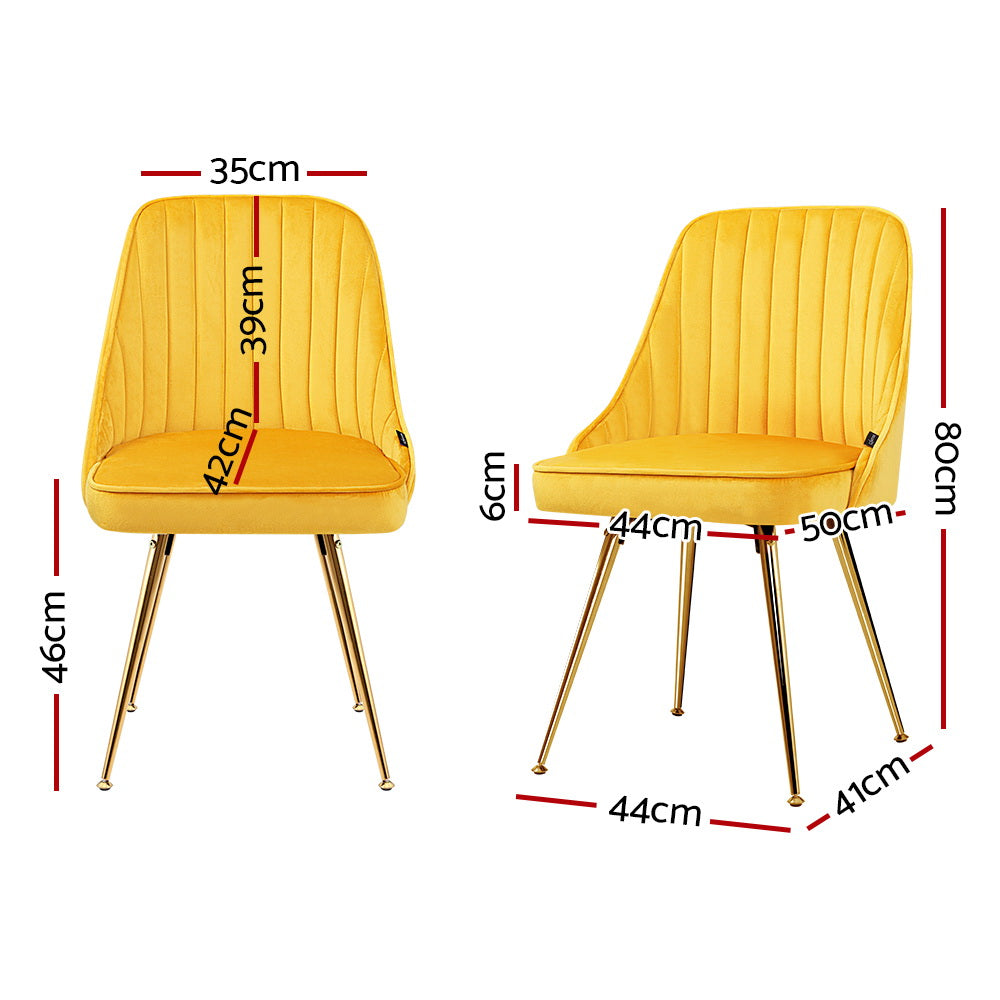 Mayfair Velvet Dining Chair Set of 2 – Yellow