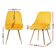 Mayfair Velvet Dining Chair Set of 2 – Yellow