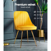 Mayfair Velvet Dining Chair Set of 2 – Yellow