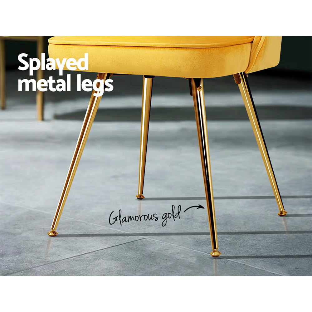 Mayfair Velvet Dining Chair Set of 2 – Yellow