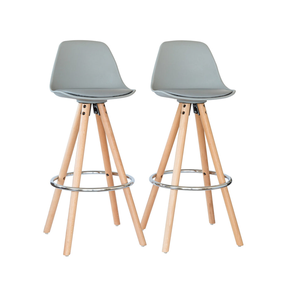 Stylish PU Leather Bar Stool – Light Grey