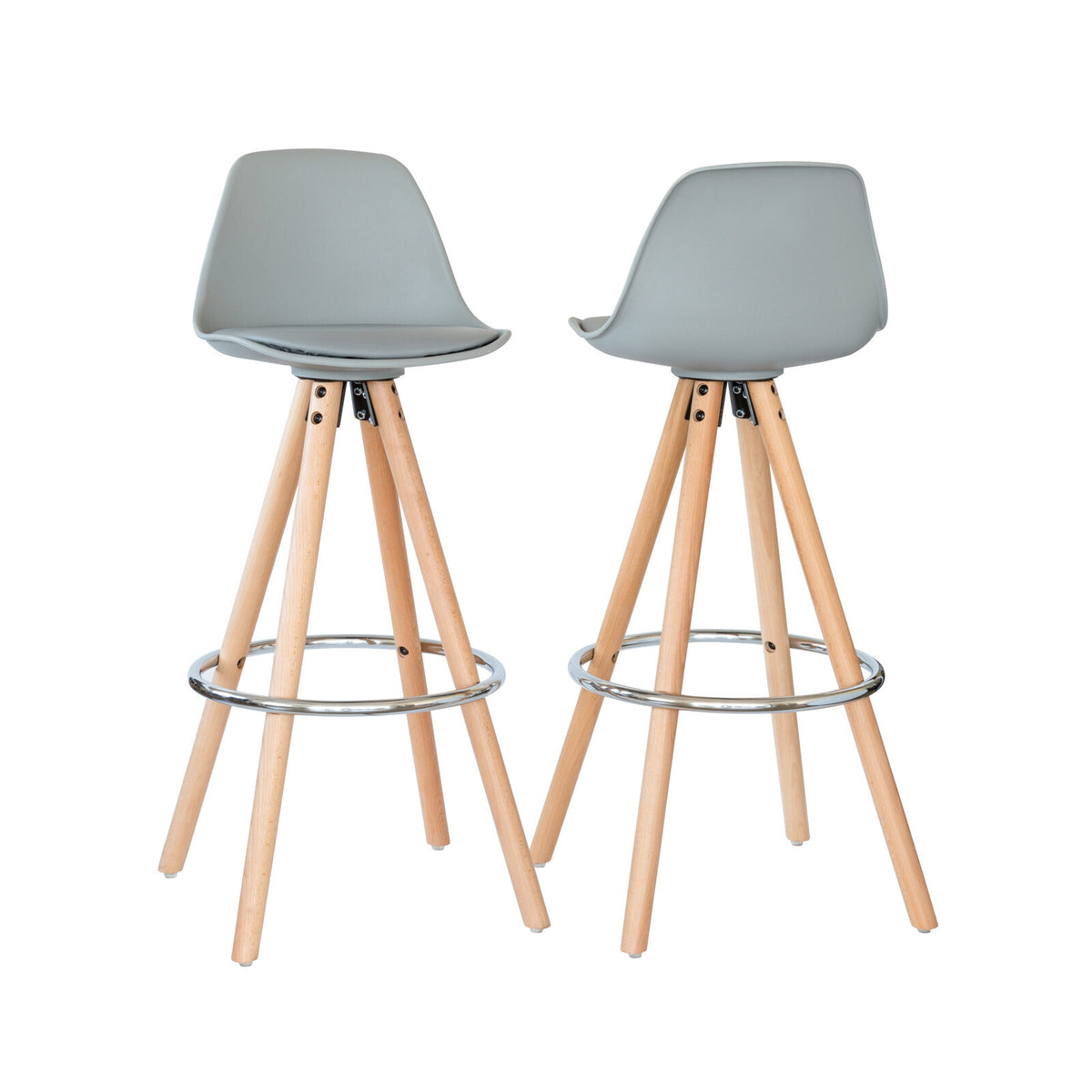 Stylish PU Leather Bar Stool – Light Grey