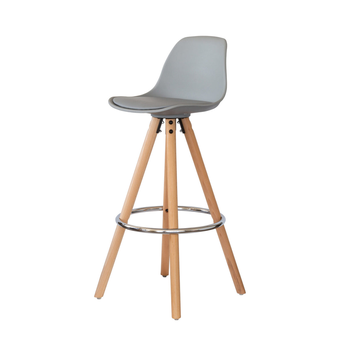 Stylish PU Leather Bar Stool – Light Grey