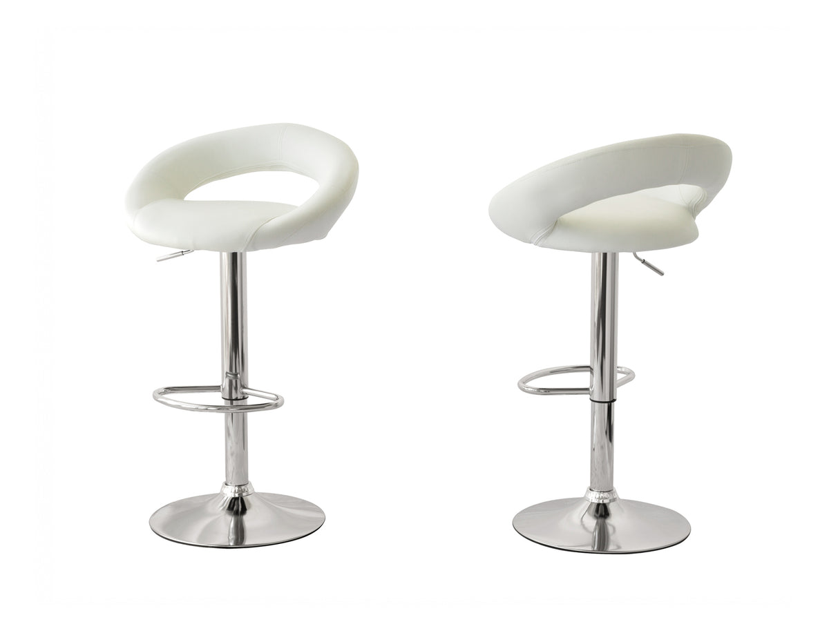 Cadence PU Leather Gas-Lift Swivel Bar Stool – White