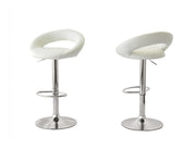 Cadence PU Leather Gas-Lift Swivel Bar Stool – White