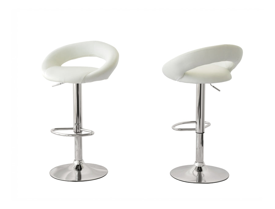 Cadence PU Leather Gas-Lift Swivel Bar Stool – White