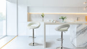 Cadence PU Leather Gas-Lift Swivel Bar Stool – White