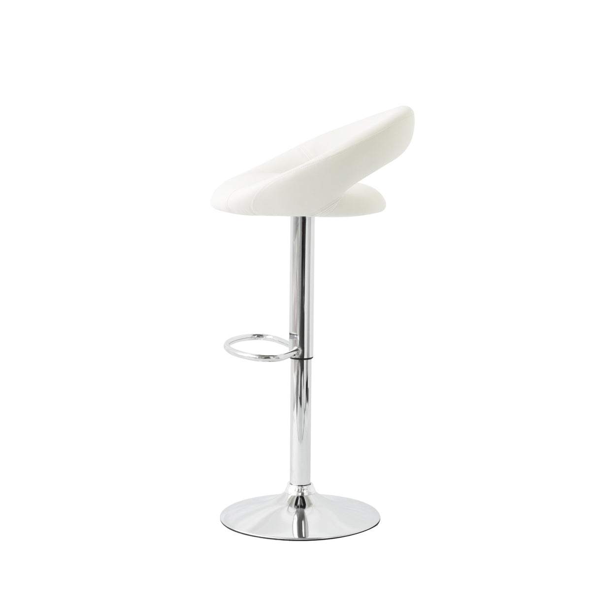 Cadence PU Leather Gas-Lift Swivel Bar Stool – White