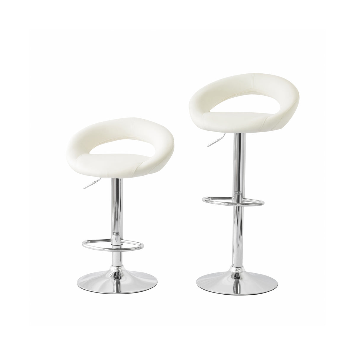 Cadence PU Leather Gas-Lift Swivel Bar Stool – White