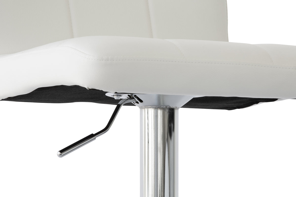 Cadence PU Leather Gas-Lift Swivel Bar Stool – White