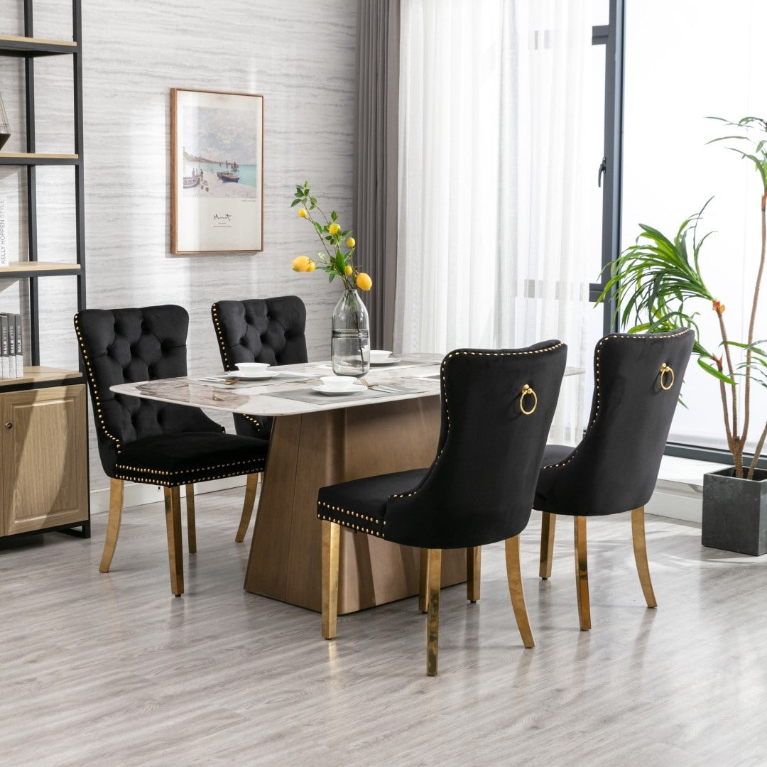 Darcy Velvet Dining Chair Set of 4 – Black