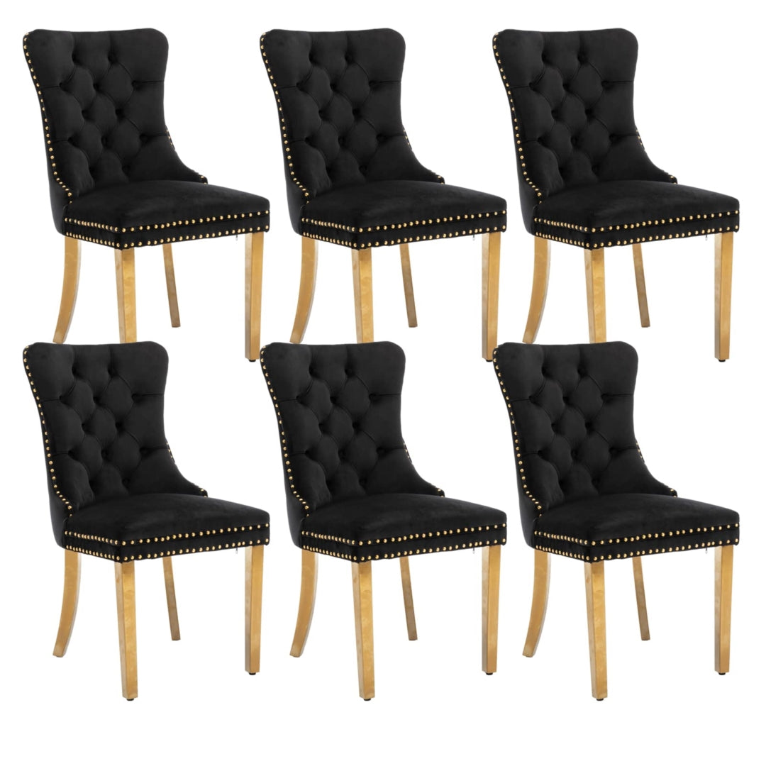 Darcy Velvet Dining Chair Set of 6 – Black