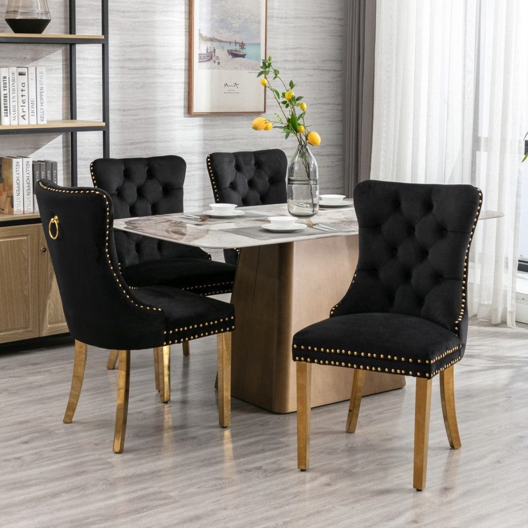 Darcy Velvet Dining Chair Set of 6 – Black