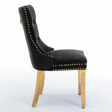 6x Velvet Dining Chairs with Golden Metal Legs-Black