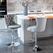 Gray Velvet Gas-Lift Swivel Bar Stool Set of 4 – Grey