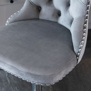 Gray Velvet Gas-Lift Swivel Bar Stool Set of 4 – Grey