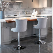 Gray Velvet Gas-Lift Swivel Bar Stool Set of 4 – Grey