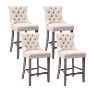 Fenton Velvet Bar Stool Set of 4 – Beige