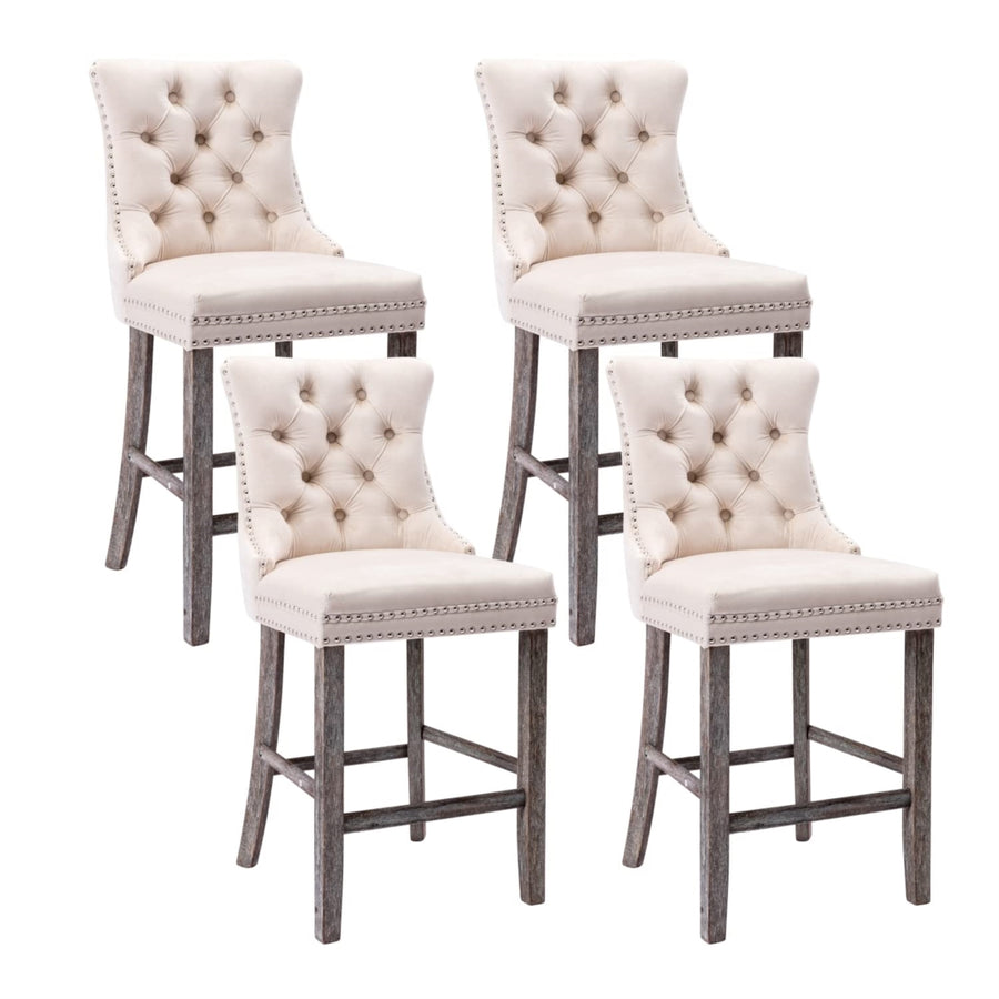 Fenton Velvet Bar Stool Set of 4 – Beige