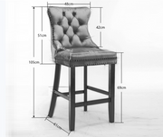 Fenton Velvet Bar Stool Set of 4 – Beige
