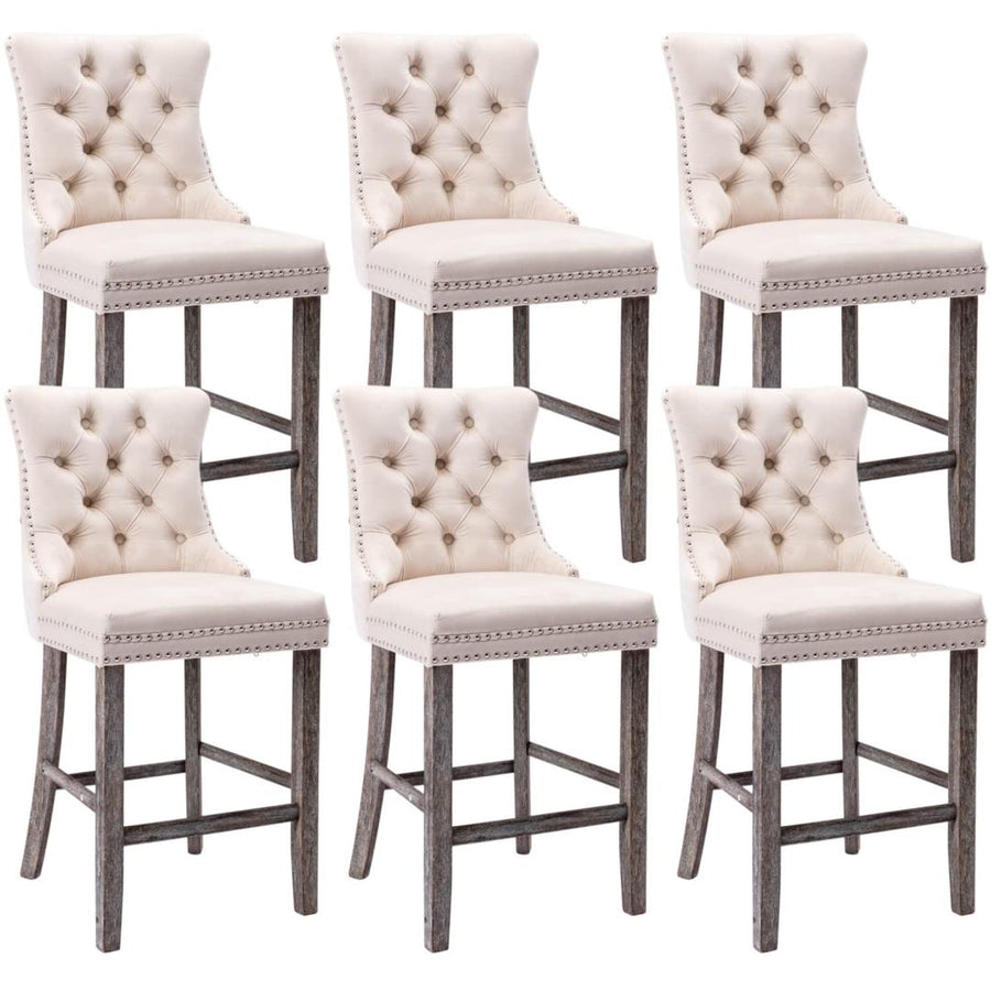 Fenton Velvet Bar Stool Set of 6 – Beige