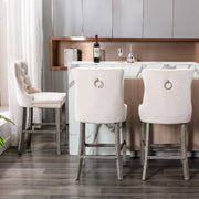 Fenton Velvet Bar Stool Set of 6 – Beige