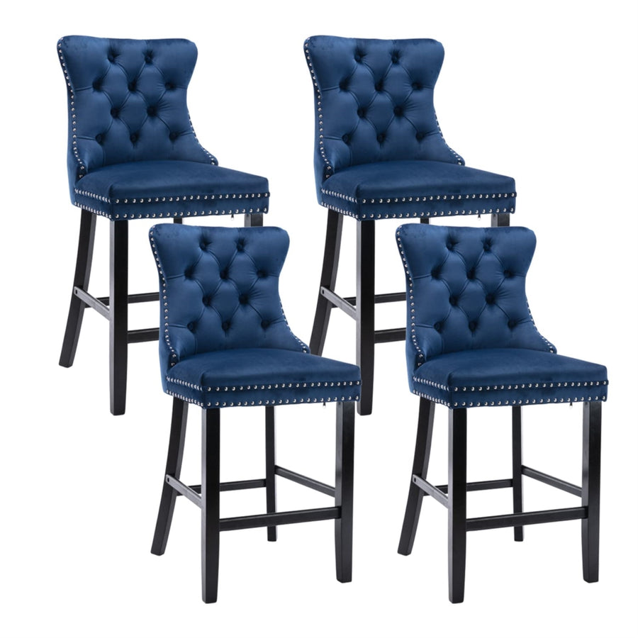 Finch Velvet Bar Stool Set of 4 – Blue