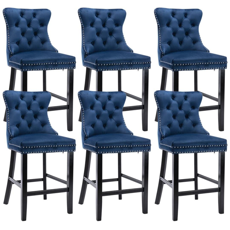 Finch Velvet Bar Stool Set of 6 – Blue
