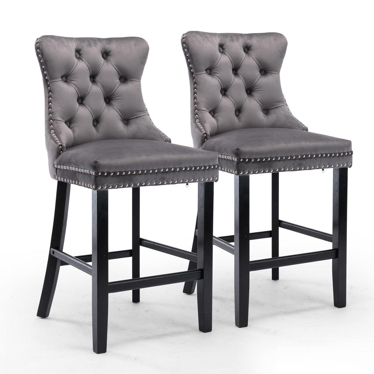 Brentwood Velvet Bar Stool Set of 6 – Grey