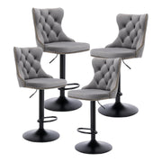 Cruz Velvet Gas-Lift Swivel Bar Stool Set of 4 – Grey