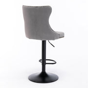 Cruz Velvet Gas-Lift Swivel Bar Stool Set of 4 – Grey