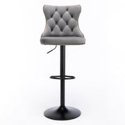 Cruz Velvet Gas-Lift Swivel Bar Stool Set of 4 – Grey