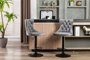 Cruz Velvet Gas-Lift Swivel Bar Stool Set of 4 – Grey
