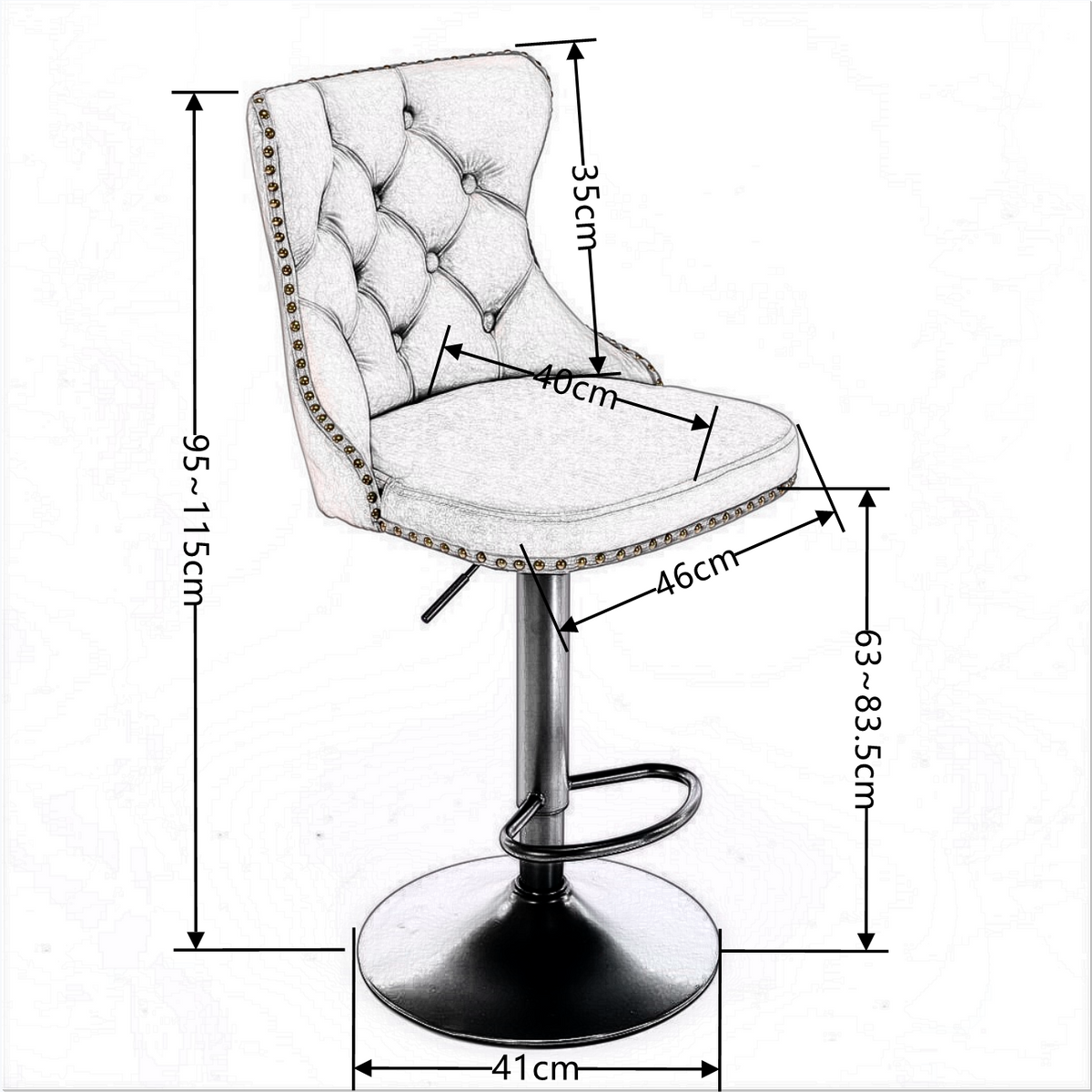 Cruz Velvet Gas-Lift Swivel Bar Stool Set of 2 – Grey