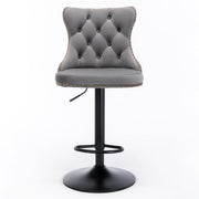 Cruz Velvet Gas-Lift Swivel Bar Stool Set of 2 – Grey