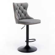 Cruz Velvet Gas-Lift Swivel Bar Stool Set of 2 – Grey