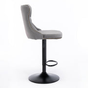 Cruz Velvet Gas-Lift Swivel Bar Stool Set of 2 – Grey