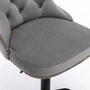 Cruz Velvet Gas-Lift Swivel Bar Stool Set of 2 – Grey