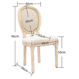 AADEN 4x Rattan Dining Chairs with Solid Wood Legs- Beige