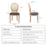 AADEN 2x Rattan Dining Chairs with Solid Wood Legs- Grey