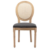 AADEN 8x Rattan Dining Chairs with Solid Wood Legs- Grey