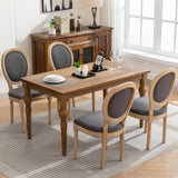 AADEN 8x Linen Dining Chairs with Solid Wood Legs- Grey