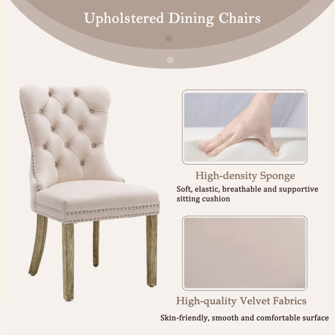 Enzo Velvet Dining Chair Set of 4 – Beige